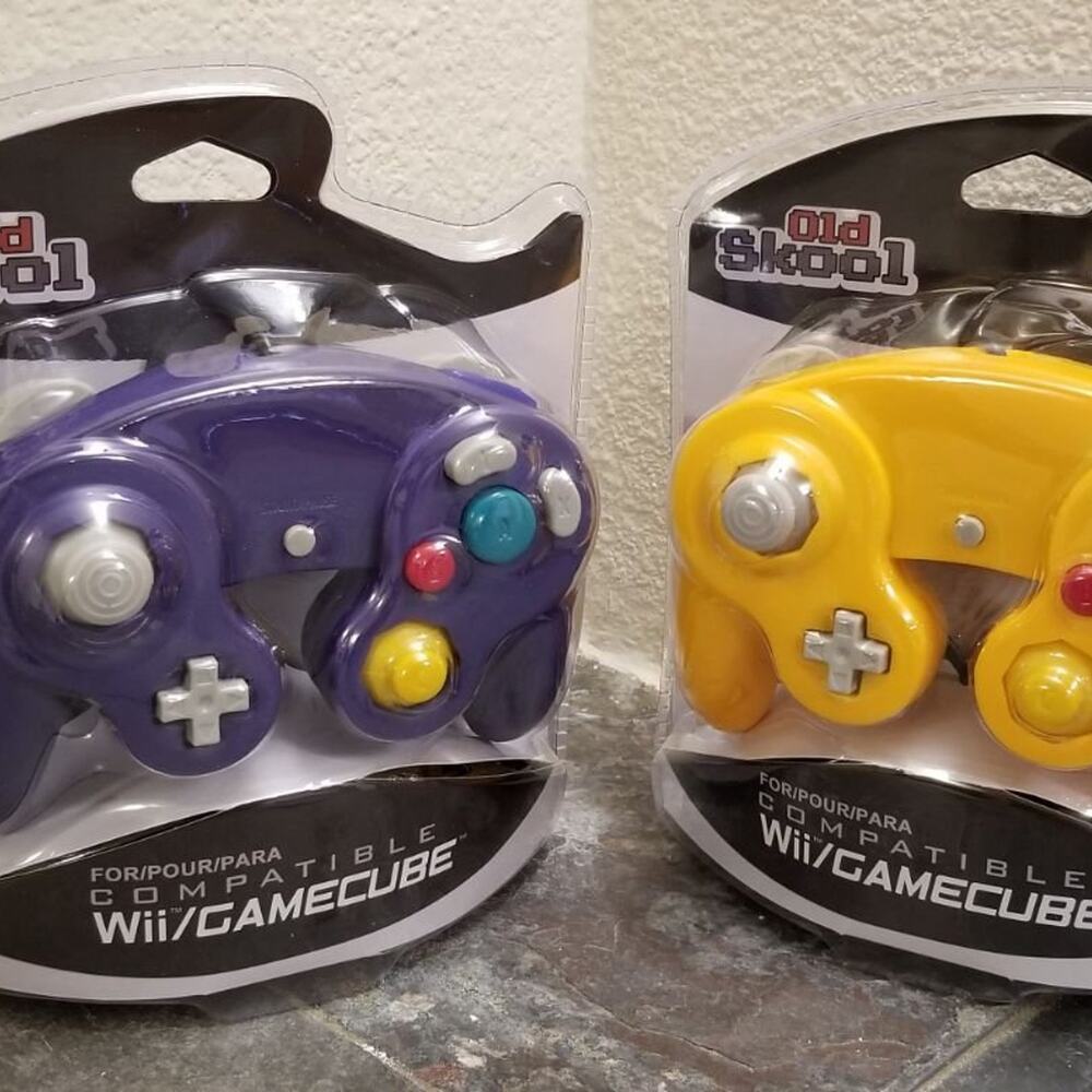 2 Gamecube Controllers - Purple & Orange (NEW) - Nintendo - Old Skool
